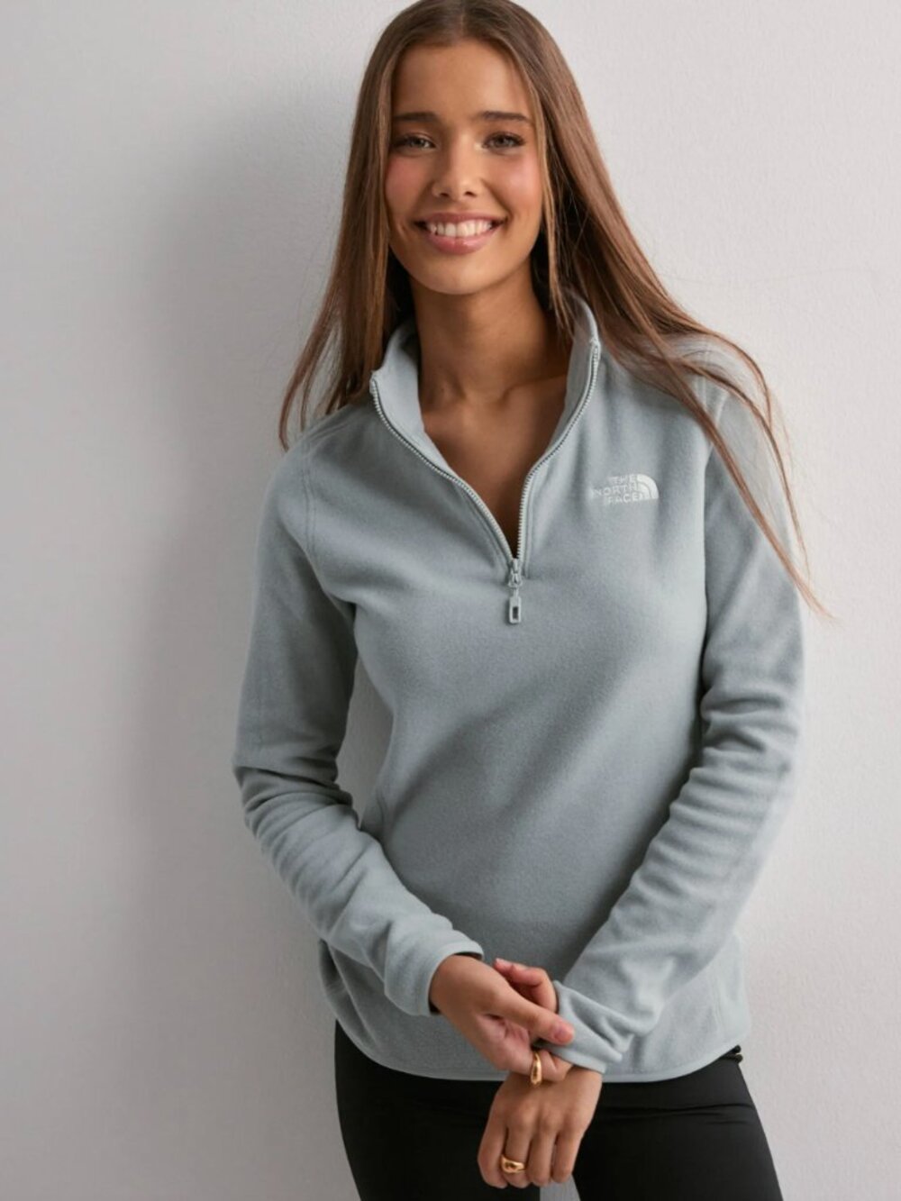 The North Face Light Blue Fleece Quarter Zip Pullover Outdoor Hiking Medium